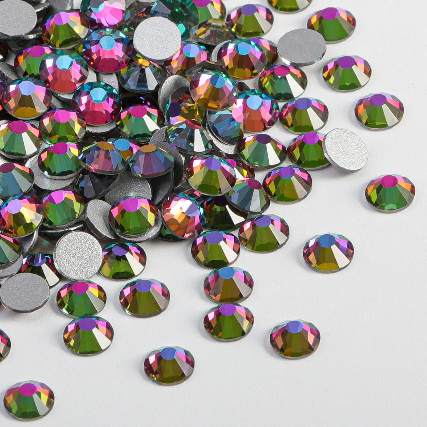beadsland Flat Back Crystal Rhinestones Round Gems for Nail Art and Craft Glue Fix,Green Volcano (2.9-3.0mm) SS12/1440pcs