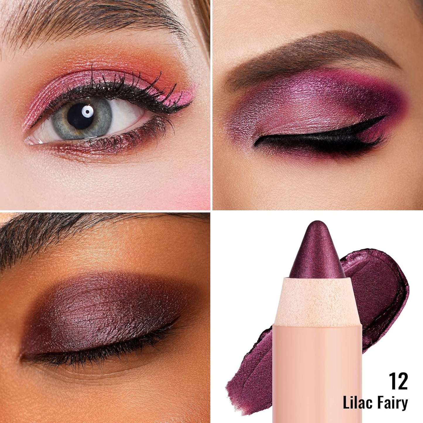 Oulac Twist-Up Burgundy Eyeshadow Stick – Twist-Up Crayon, Creamy Blendable Texture, Vegan & Cruelty-Free Eye Makeup, 1.25g, 12 Lilac Fairy