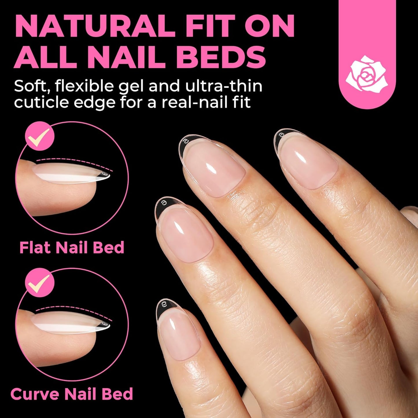 UNA GELLA Short Oval Almond Fake Nails 504pcs Press on Nails Pre-shape Short Almond Round Gel Nail Tips for Full Cover Acrylic False Nails For Nail Extension Home DIY Salon 12 Sizes False Gelly Tips