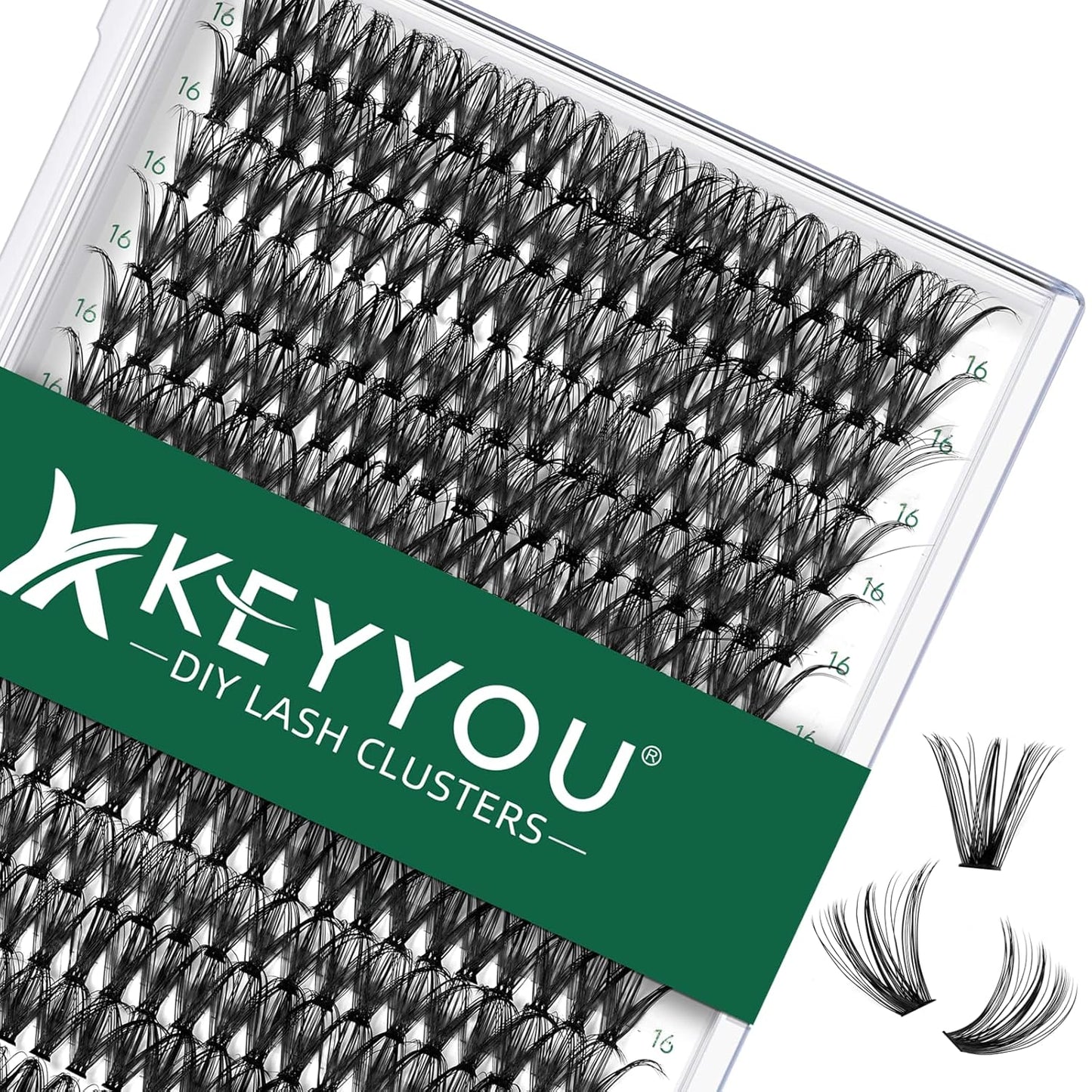 Lash Clusters 300pcs Individual Lashes 40D 0.07D Curl 17mm DIY Eyelash Extension KEYYOU Large Tray Volume Soft&Natural Cluster Lashes(40D-0.07D,17）