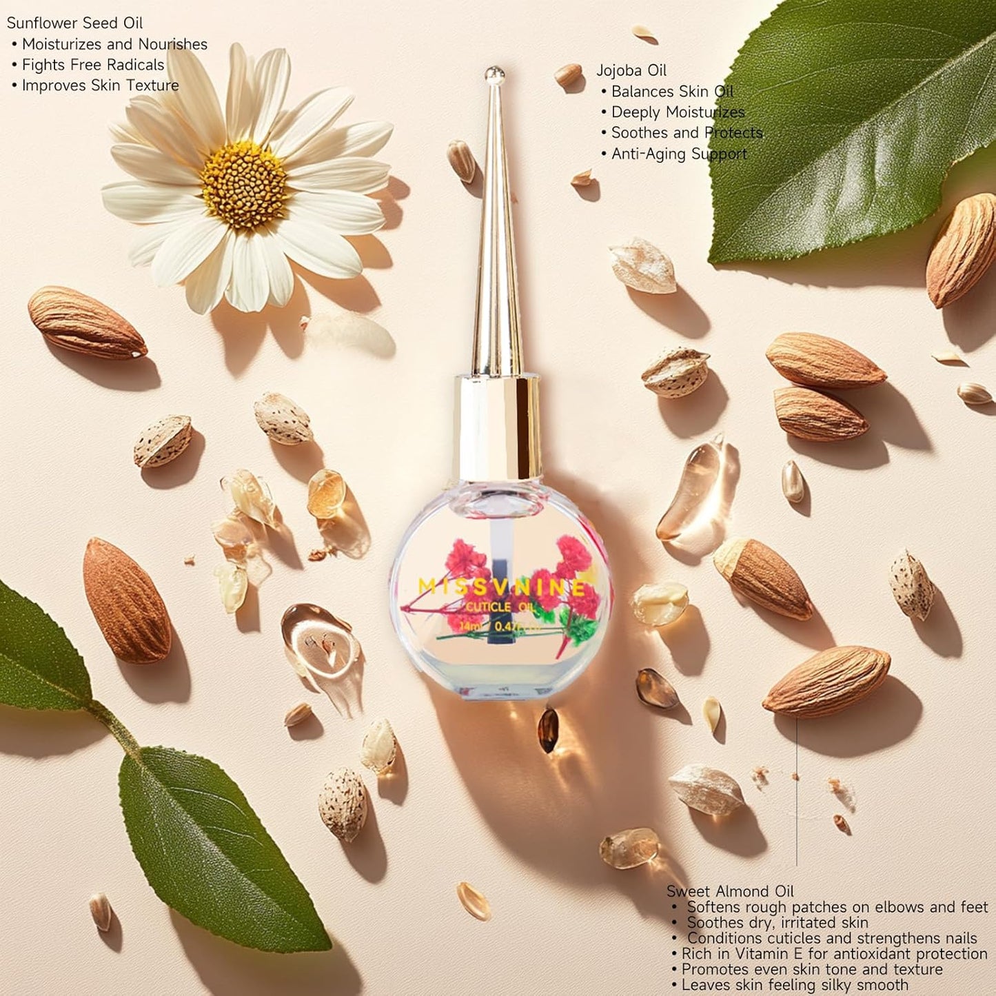 Vitamin E Enriched Cuticle Oil 6 Pack - Prevent Hangnails & Strengthen Nails with Sweet Almond + Jojoba Oils - Anti-Fray Nail Treatment for Dry Hands, Manicure Kit for Healthy Cuticles