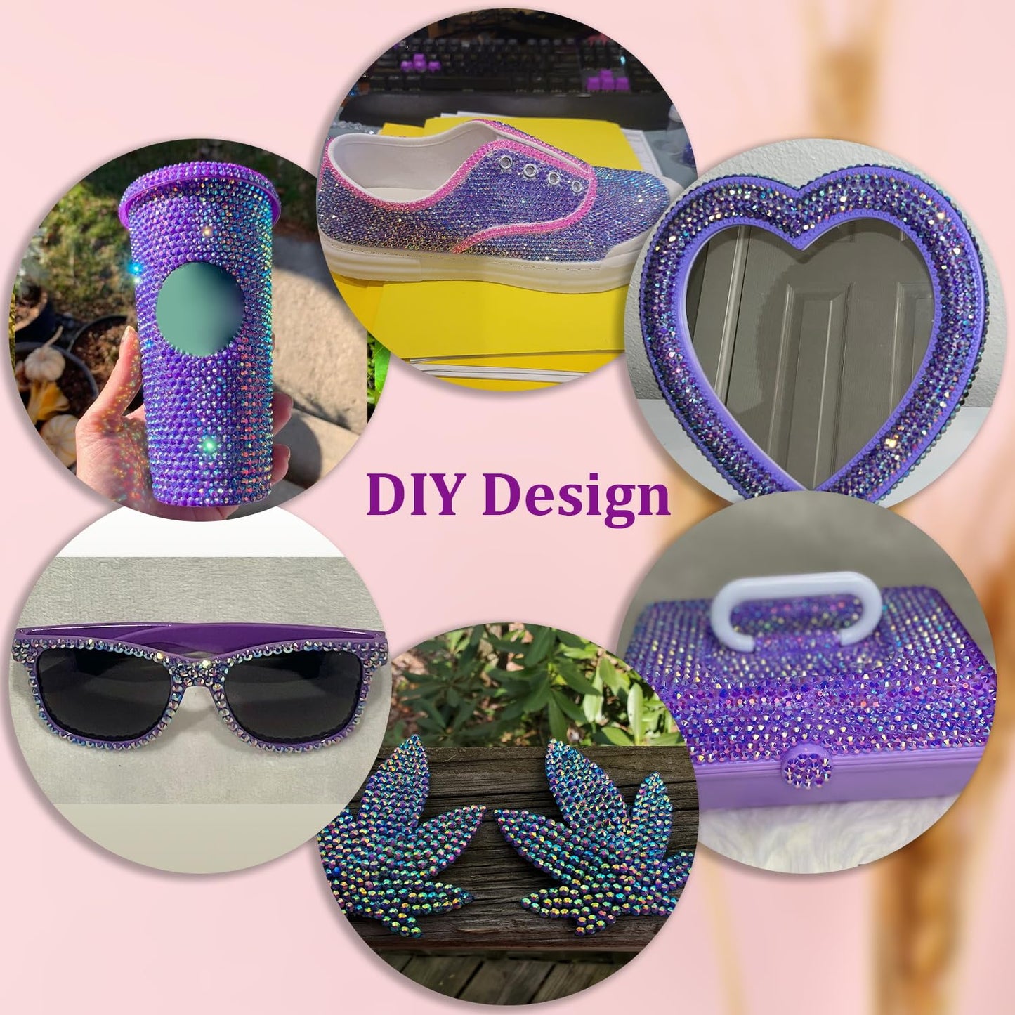 30000Pcs Resin Rhinestones for Bedazzling with Tweezers, Dark Purple AB Rhinestones for Crafting with B7000 Jewelry Glue for DIY Crafts Clothing Tumblers Shoes Fabric Nail Art