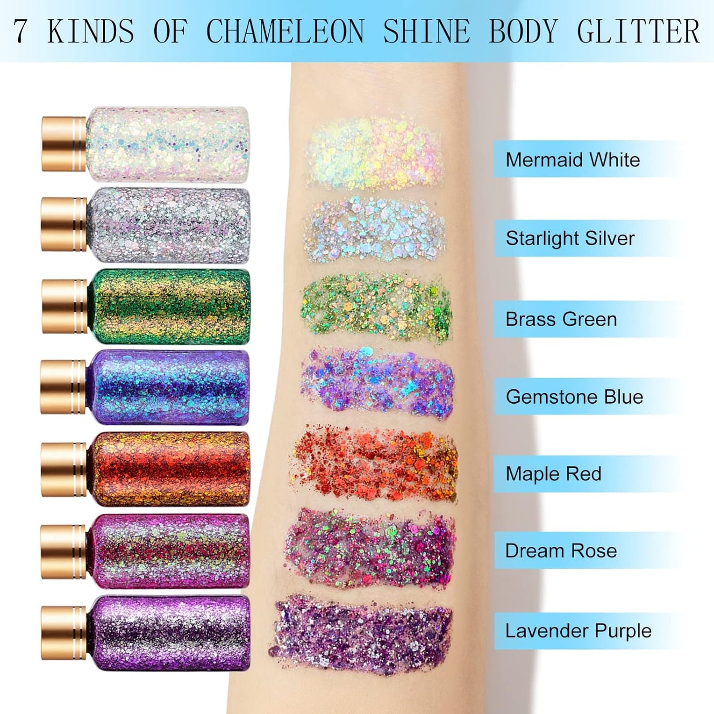 Green Gold Face Body Hair Glitter Gel for St. Patrick's Day Mardi Gras Festival Rave Accessories, Long Lasting Holographic Chunky Mermaid Sequins Glitter Gel Makeup for Women Men Kids, 1oz