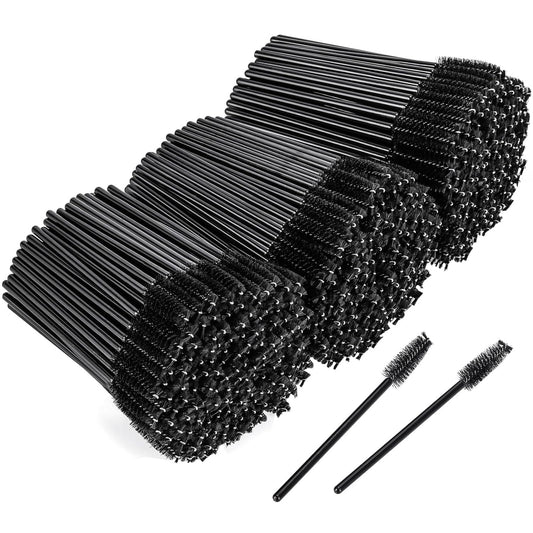 BTYMS 500 Pieces Disposable Mascara Wands Eyelash Brush Brow Brushes Applicators Lash Spoolies for Eye Lash Extension - Black
