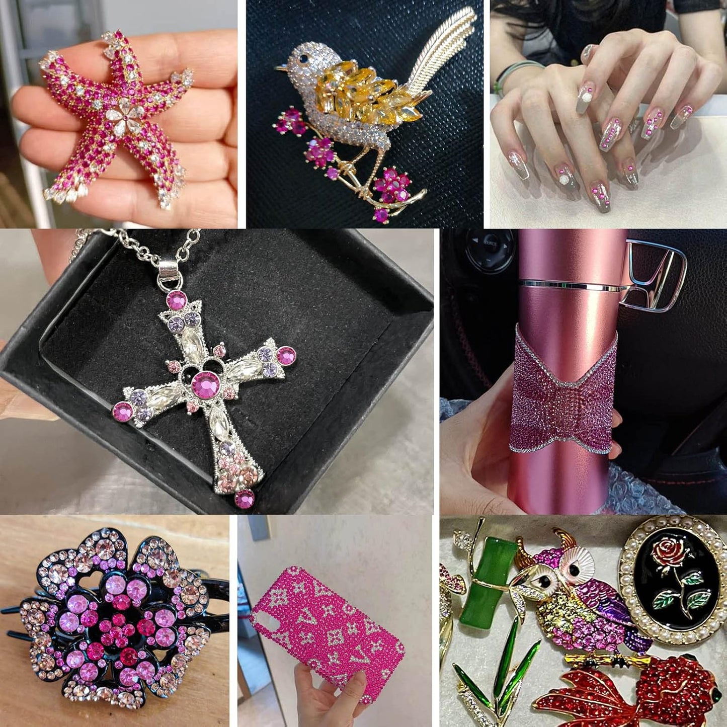 Beadsland 1440pcs Flat Back Crystal Rhinestones Round Gems for Nail Art and Craft Glue Fix, Fuchsia,SS20,4.6-4.8mm