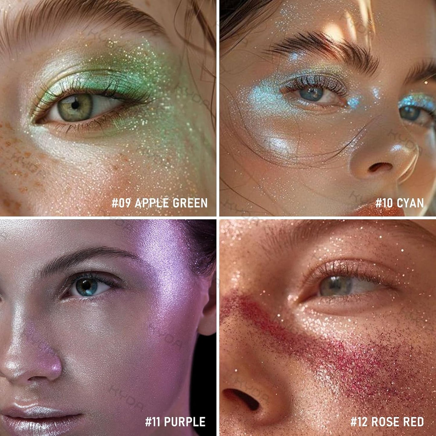 KYDA Highlighter Powder Spray, High Glossy Shimmer Sparkling Powder for Face and Body Glitter Makeup, Body Glitter Spray, Golden