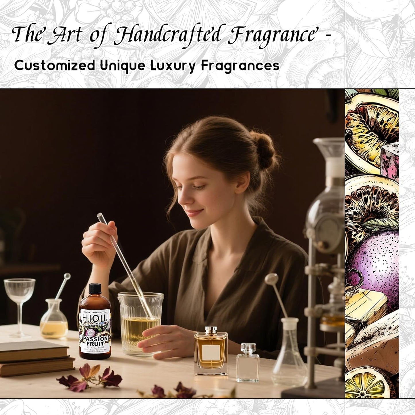 HIQILI Passion Fruit Fragrance Oil for Home Diffuser, Oil Burner, Great for Soap, Candle & Perfume Making, Add to Body Lotion - 5.07 Fl Oz