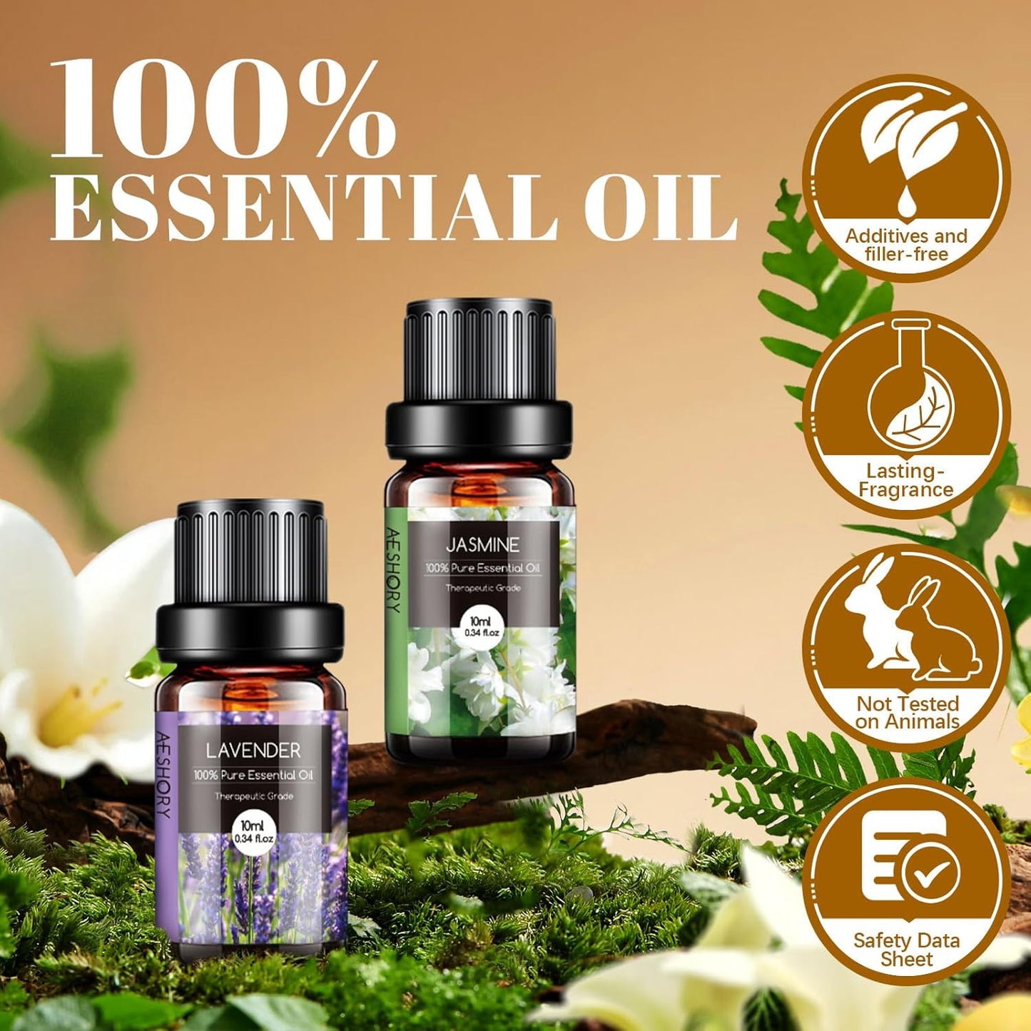 Essential Oils Set, 20x10ml Aromatherapy Essential Oil Kit for Diffuser, Humidifier, Massage, Skin & Hair Care - Lavender, Eucalyptus, Tea Tree, Sweet Orange, Lemongrass and Peppermint