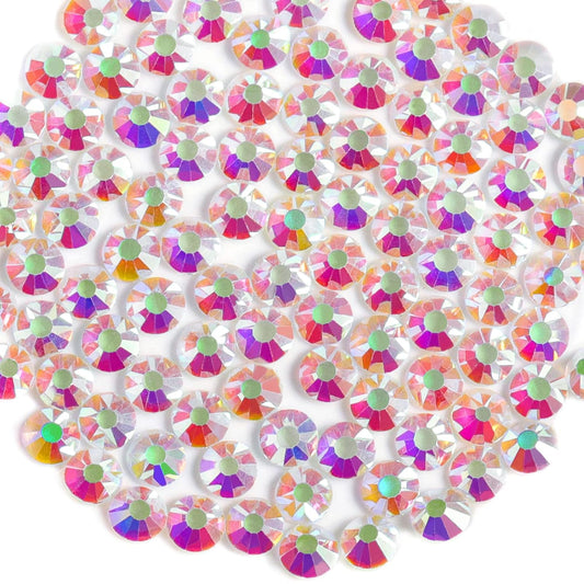 Beadsland 288 Pieces Flat Back Crystal Rhinestones Round Gems,Transparent AB,SS30,6.3-6.5mm