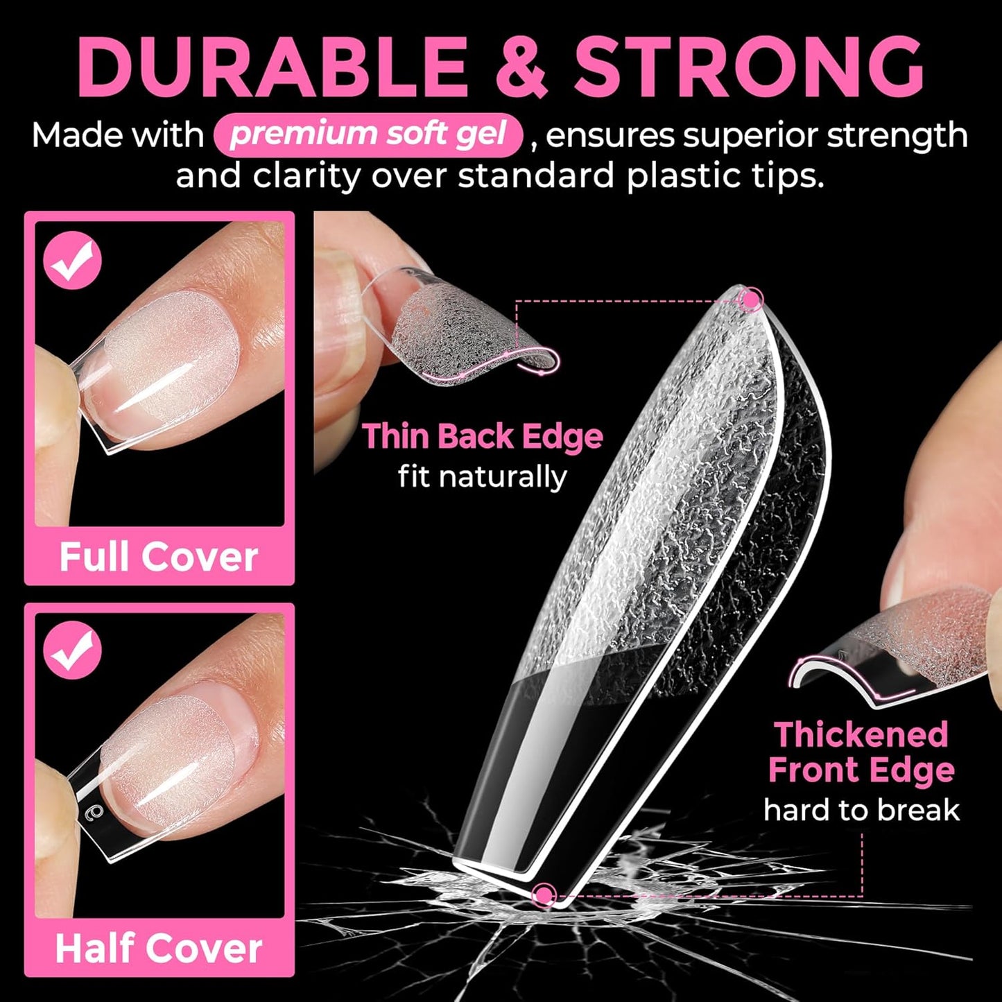 UNA GELLA Extra Short Coffin Nail Tips: XS 216pcs Pre-shape Press on Nails Extra Short Coffin Gel Tips Full Cover Acrylic Fake False Nails Extension 12 Sizes Gelly Tips