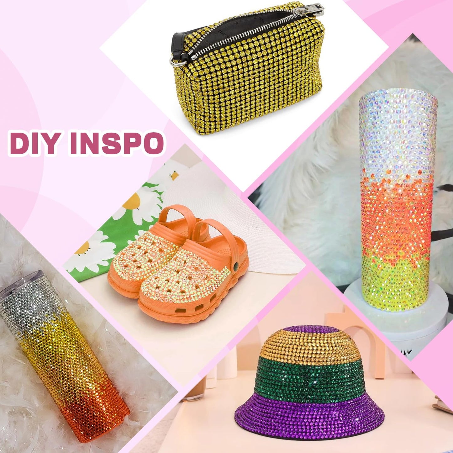 20000Pcs Yellow Rhinestones for Bedazzling with 1Pcs B7000 Jewelry Glue, Resin Rhinestones for Crafting Crafts DIY, Bedazzler Kit Gems for Clothing Shoes Tumblers Nail Art Assorted Size 3/4/5/6mm