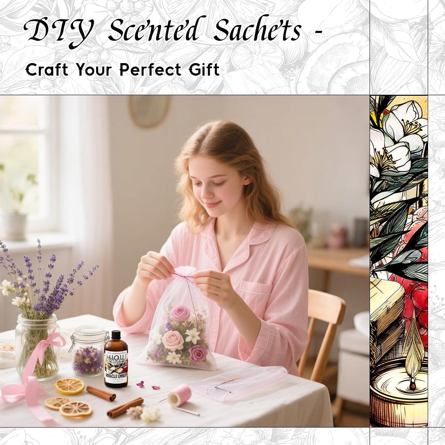 HIQILI Miracle Ember Fragrance Oil for Candle & Soap Making, Inspired by L.acome Mira-cle, Luxury Aroma for Room Air Freshener, Add to Essential Oil Diffuser - 5.07 Fl Oz