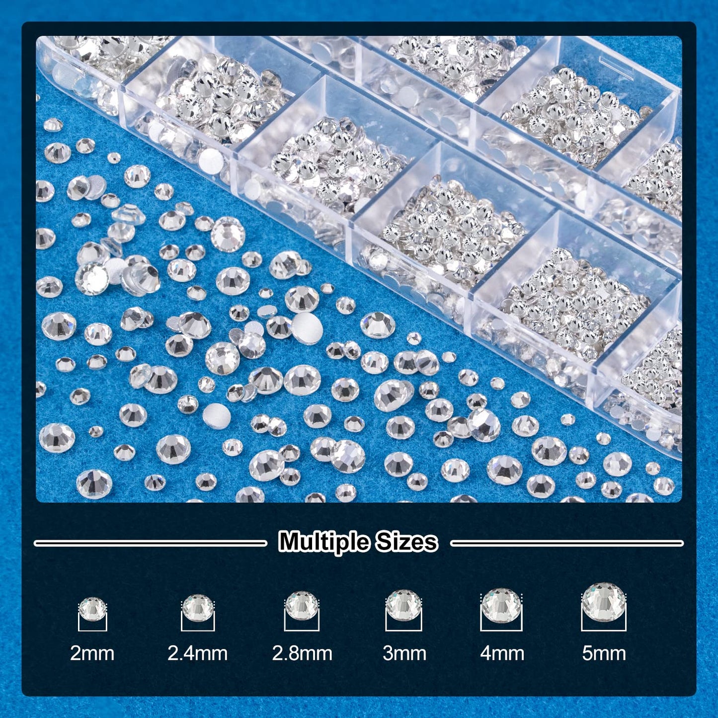 Nail Art Rhinestone Glue Gel&2 Boxes Flatback Gems Kit, 1 Tube of 15ml Rhinestone Gel Glue(UV/LED Needed)+Crystal AB Gems+Flat-Back Round Glass Clear Gemstones with Pickup Tools