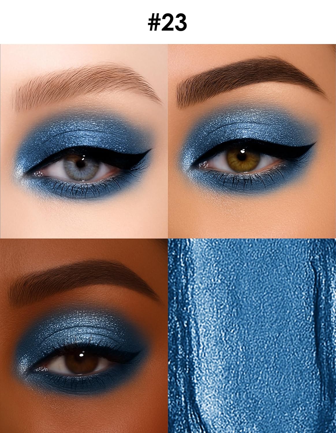 Erinde Shimmer Cream Eyeshadow Stick, Long Lasting Metallic Eye Shadow Sticks, Waterproof Creamy Glitter Eyeshadow Pencil, High Pigmented Blendable Neutral Eye Makeup, 23 Sapphire Blue Shimmer