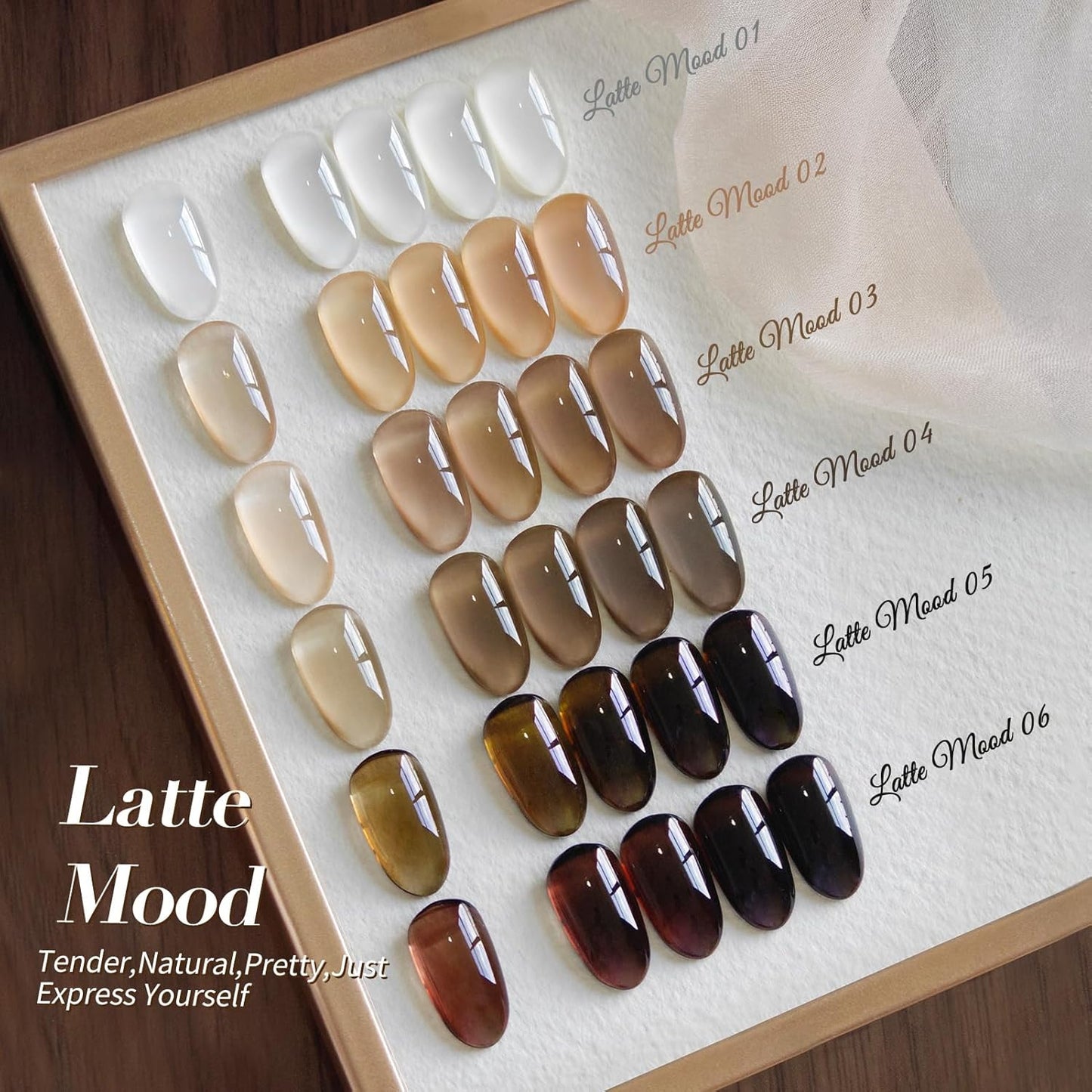 Born Pretty Jelly Gel Nail Polish Fall Winter Brown Chocolate Nude Skin Tone Milky White Gel Polish Neutral Beige Khaki Gel Polish Kit Nail Art Kit for Salon Manicure and DIY at Home 6PCS 7ML