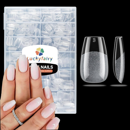 Coffin Press on Nails: 504pcs Pre-etched Short Nails Clear Coffin Gel Tips for Full Cover Fake Nails French Nail Extension Salon Home DIY 12 Sizes Gelly Tips