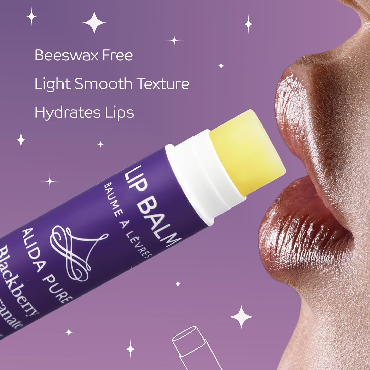 Blackberry Pomegranate Lip Balm Collection, Vegan Set, Beeswax Free, with Organic Jojoba and Avocado Oil, Vitamin E, Natural Moisturizer for Dry, Chapped Lips, 3 Tube Set