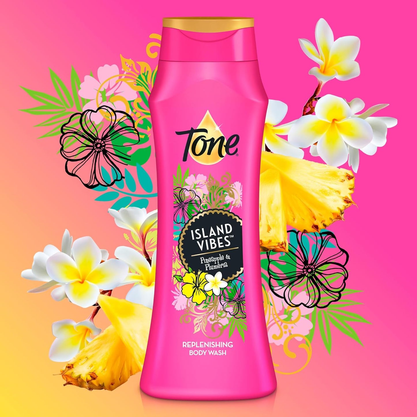 Tone Body Wash, Island Vibes, 16 fl oz (Pack of 6)