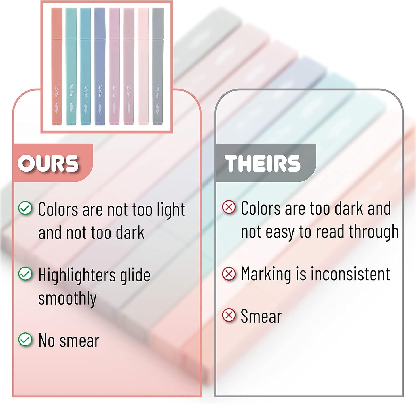 Mr. Pen- Aesthetic Cute Highlighters, 8 pcs, Chisel Tip, Earthy Colors, Assorted Colors,No Bleed Bible Pastel Highlighter Set