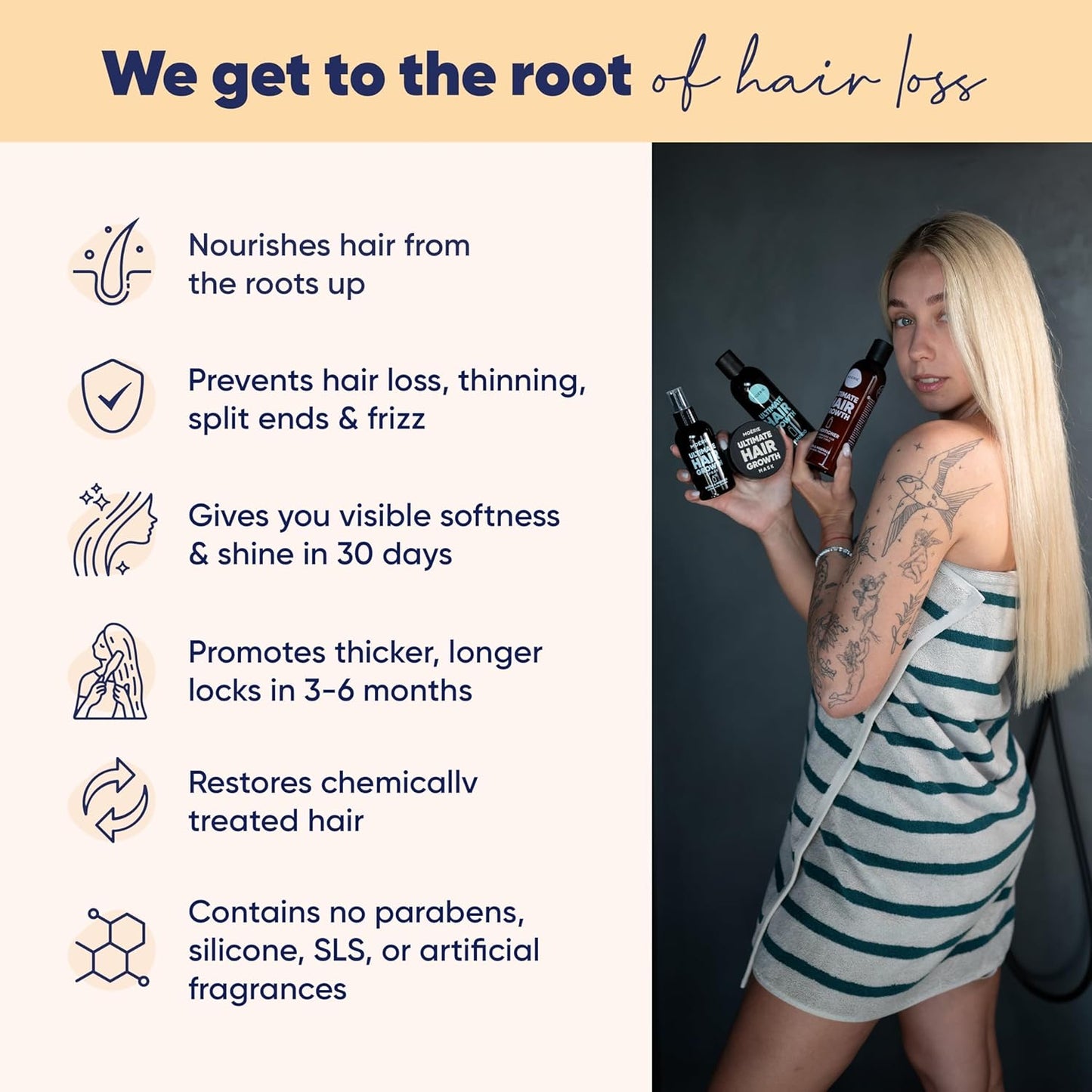 Moerie Volumizing Shampoo and Conditioner for Hair Loss - Thickening Products with Ingredients of Natural Origin - Over 100 Active Ingredients for Thick, Long, Luscious Hair, Double Set