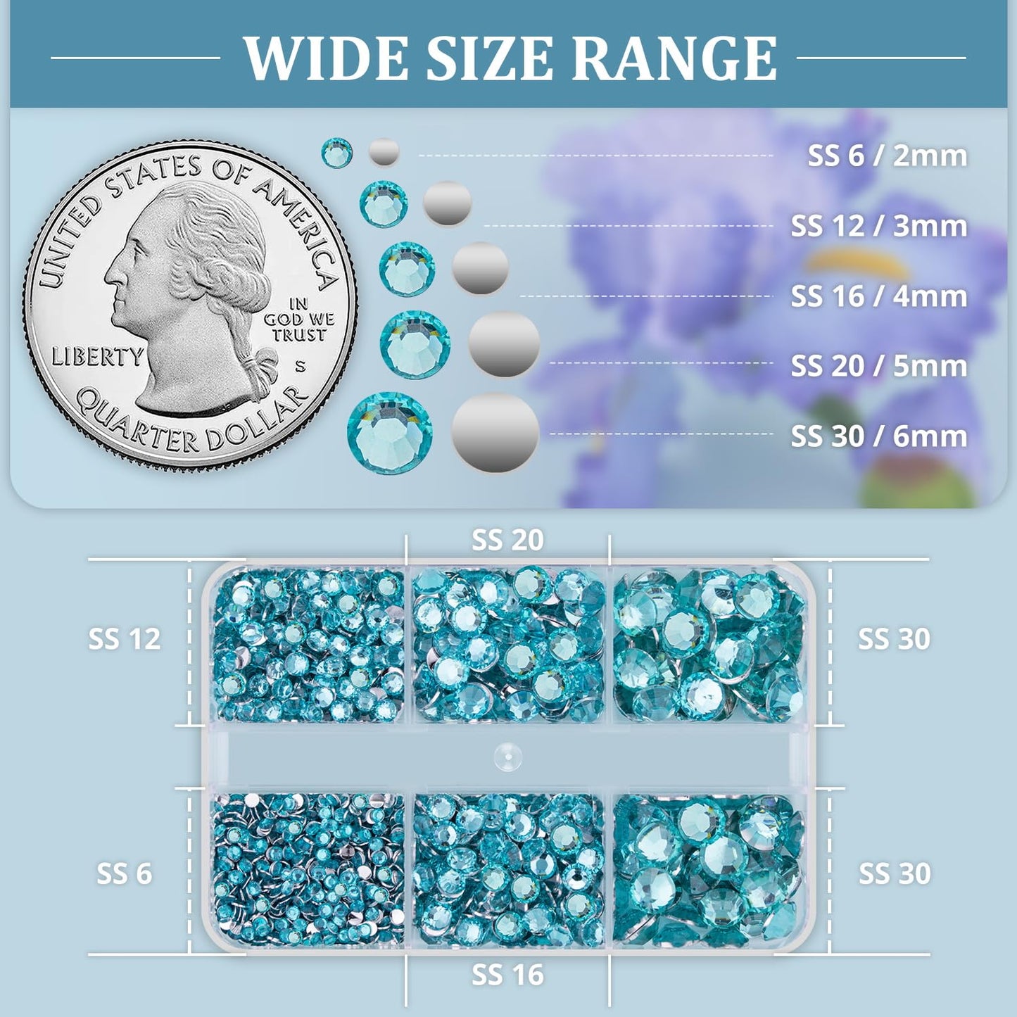 Resin Rhinestones for Crafting, 1 Box Lake Blue Multi Sizes Flatback Bedazzling Crystals for Crafts Nail Art Deco, Non Hotfix Gems Charms for Tumbler Shoes Clothing Fabric Face Makeup