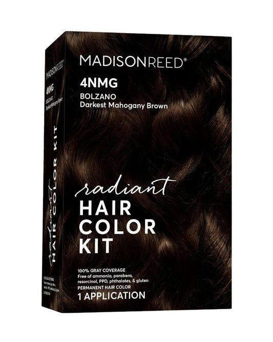 Madison Reed Radiant Hair Color Kit | 4NMG Darkest Chocolate Brown with Warm Mahogany Tones (Bolzano) for 100% Gray Hair Coverage | Dimensional Permanent Hair Dye | PPD-Free & Ammonia-Free | 1 Pack
