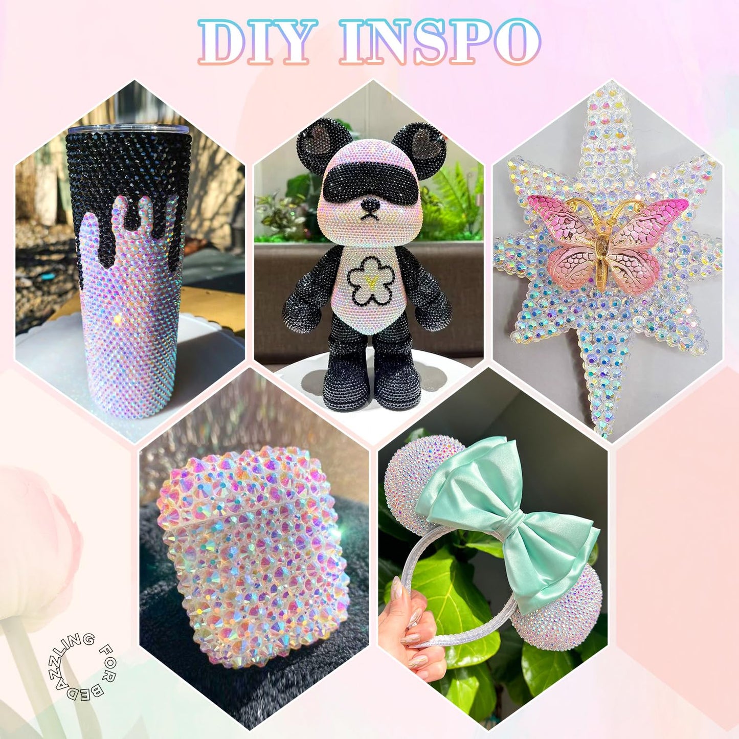 30000Pcs Resin Rhinestones for Bedazzling with 3Pcs B7000 Jewelry Glue, Transparent AB Flatback Gems Rhinestones for Crafting, Clothing Tumblers Mugs Shoes Fabric Decor Nail Art