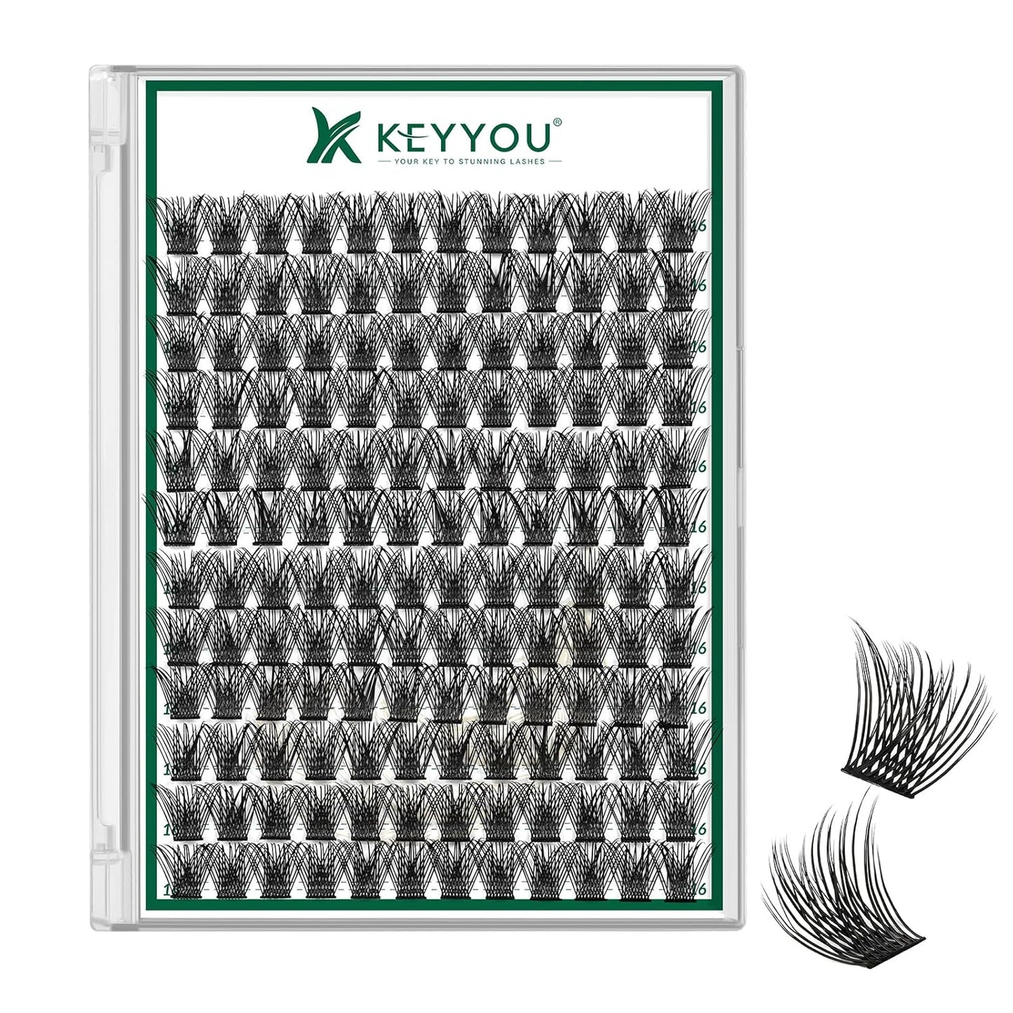 KEYYOU Lash Clusters 144pcs Individual Lashes D Curl 16mm Eyelash Clusters Super Lightweight Air Touch Cluster Lashes Soft&Wispy Comfortable Easy to DIY at Home(Air01-D-16mm)