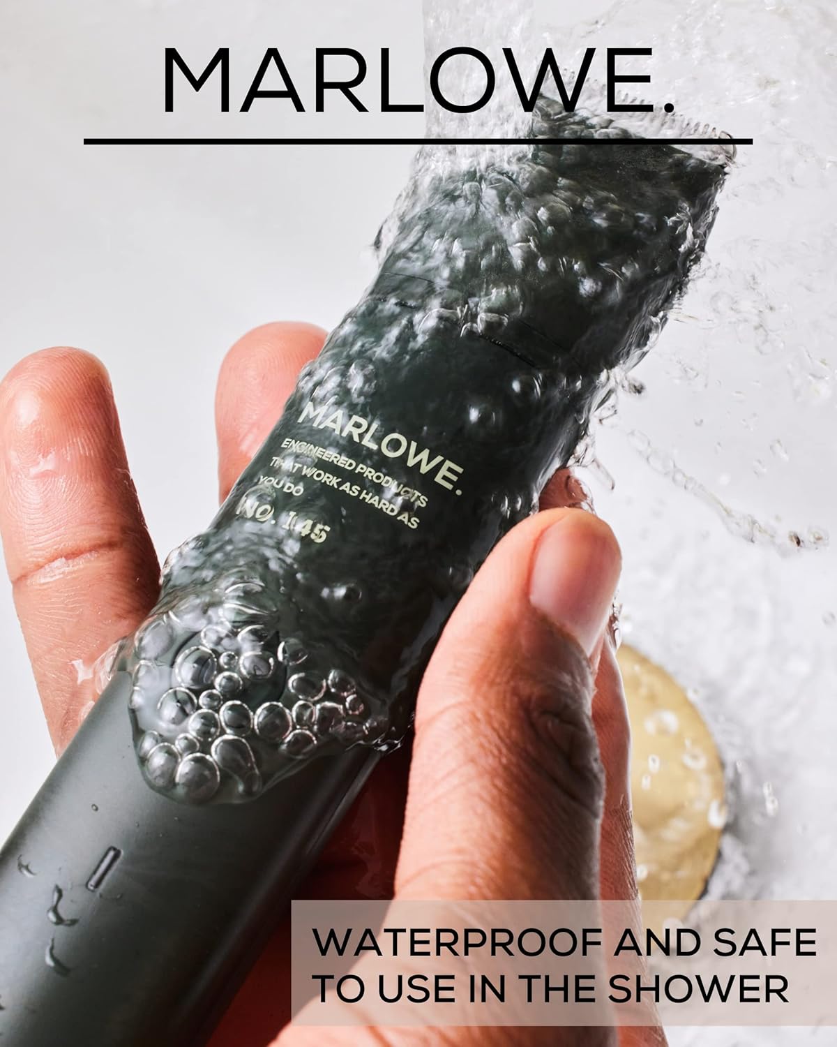 Marlowe. No. 145 Body Hair Trimmer for Men, Forest Black, Lightweight Waterproof Personal Groomer, Ceramic Blades, Adjustable Comb Lengths & Rechargeable Battery for Head to Toe Male Grooming