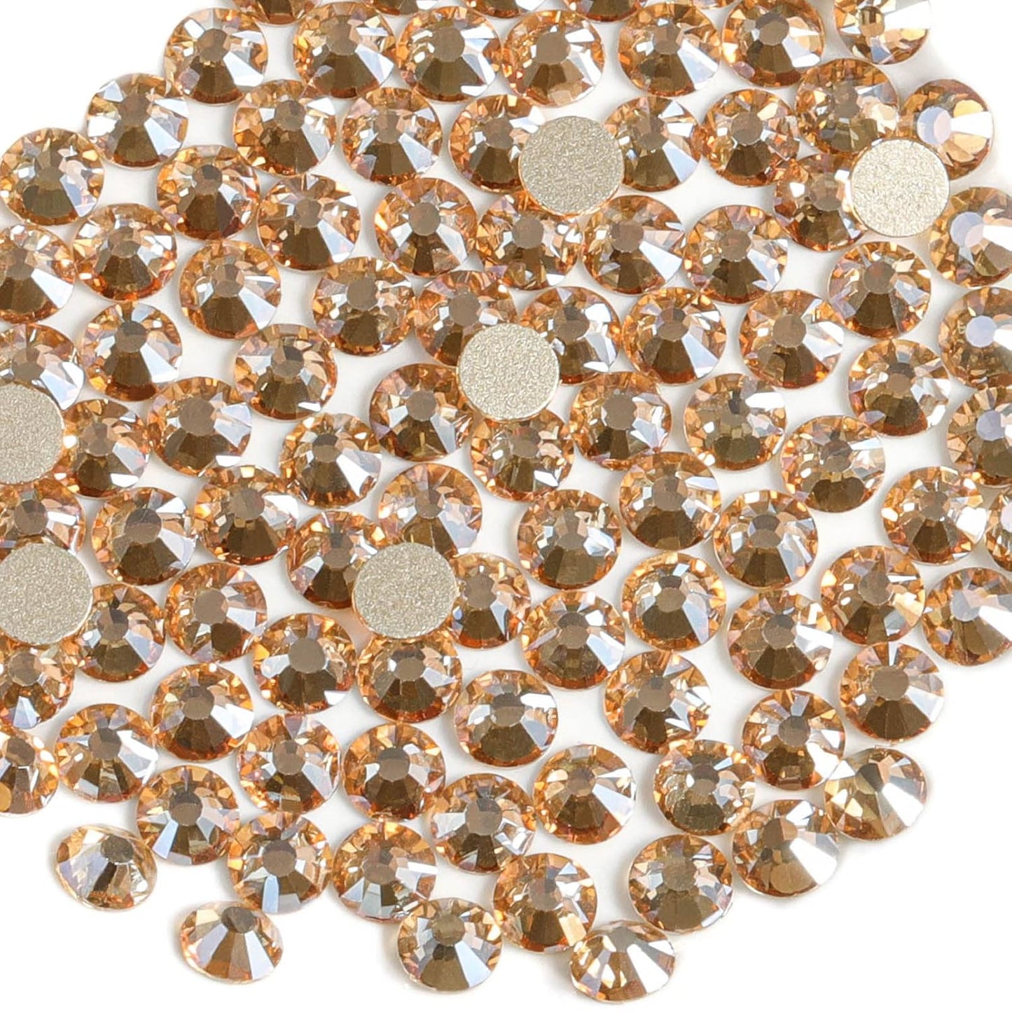 Beadsland 1440 Pieces Flat Back Crystal Rhinestones Round Gems,Golden Shadow,SS16,3.8-4.0mm