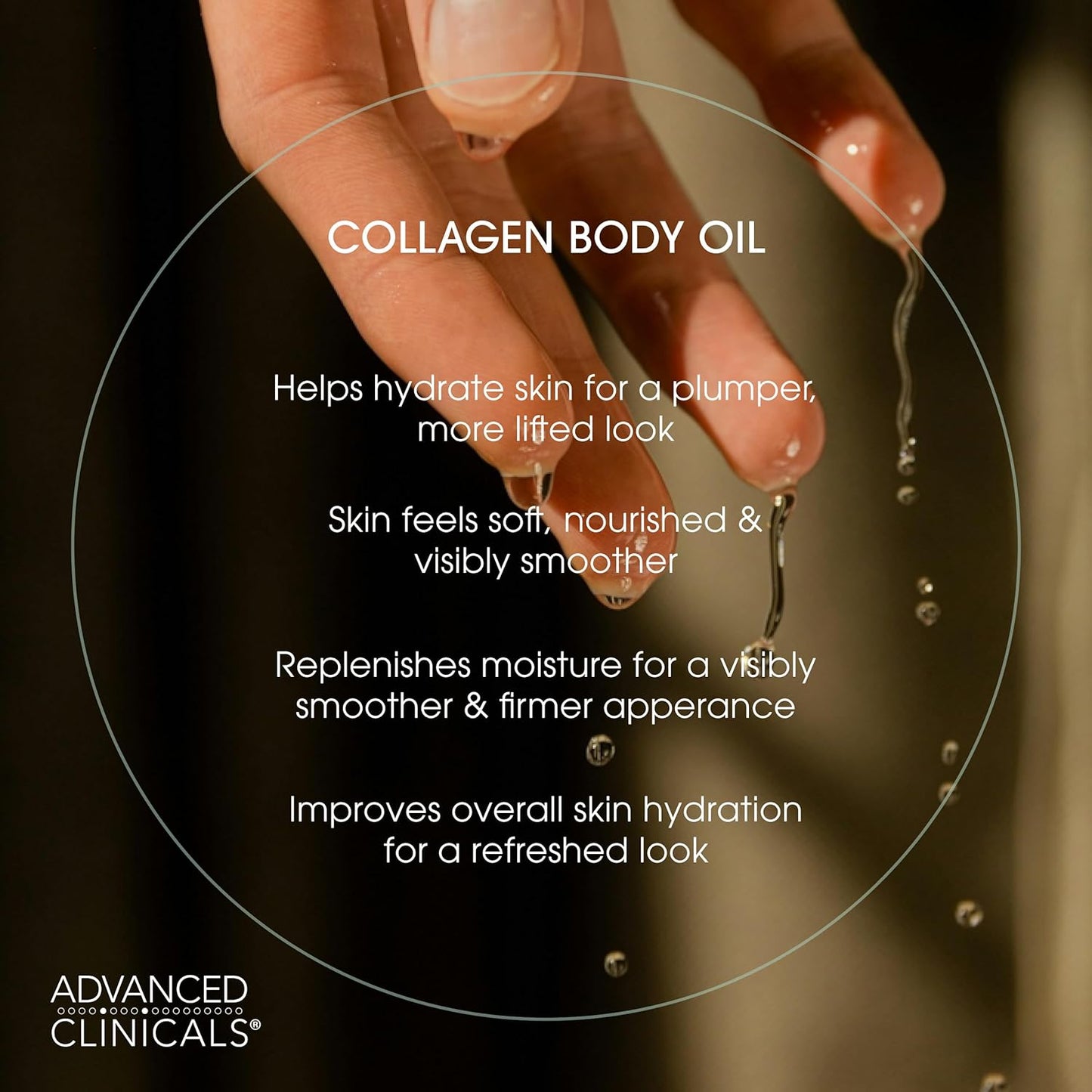 Advanced Clinicals Hydrating Collagen Oil For Body & After Shower | Visible Anti Aging Moisturizing Collagen Body Oil For Women & Men Helps Soften Appearance Of Crepe Skin & Wrinkles, 3.8 Fl Oz