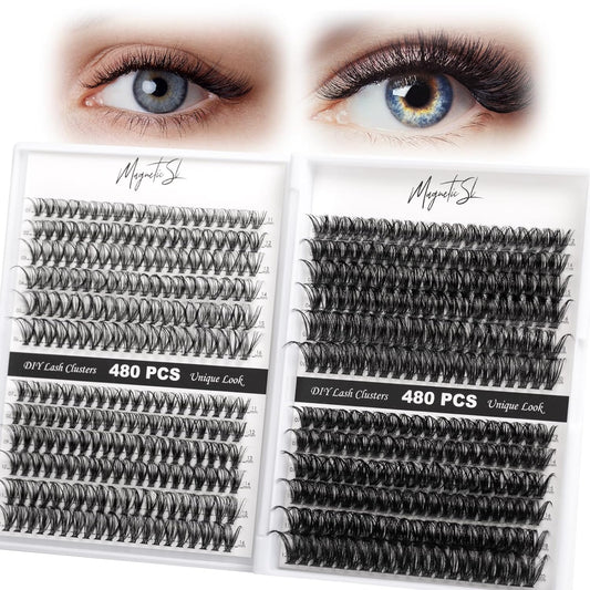 Lash Clusters 480 Clusters 60D 80D Thick Eyelash Extension 30D 40D Individual Eyelashes D Curl 11-20mm False Eyelash Multi-Style DIY Lash Extensions for Beginners(30D-80D-D, 11-20MIX)