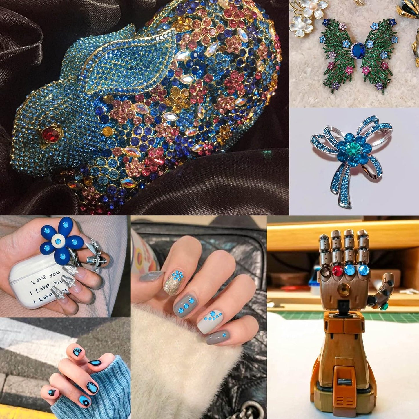 Beadsland 1440pcs Flat Back Crystal Rhinestones Round Gems for Nail Art and Craft Glue Fix,Capri Blue,SS8,2.3-2.5mm