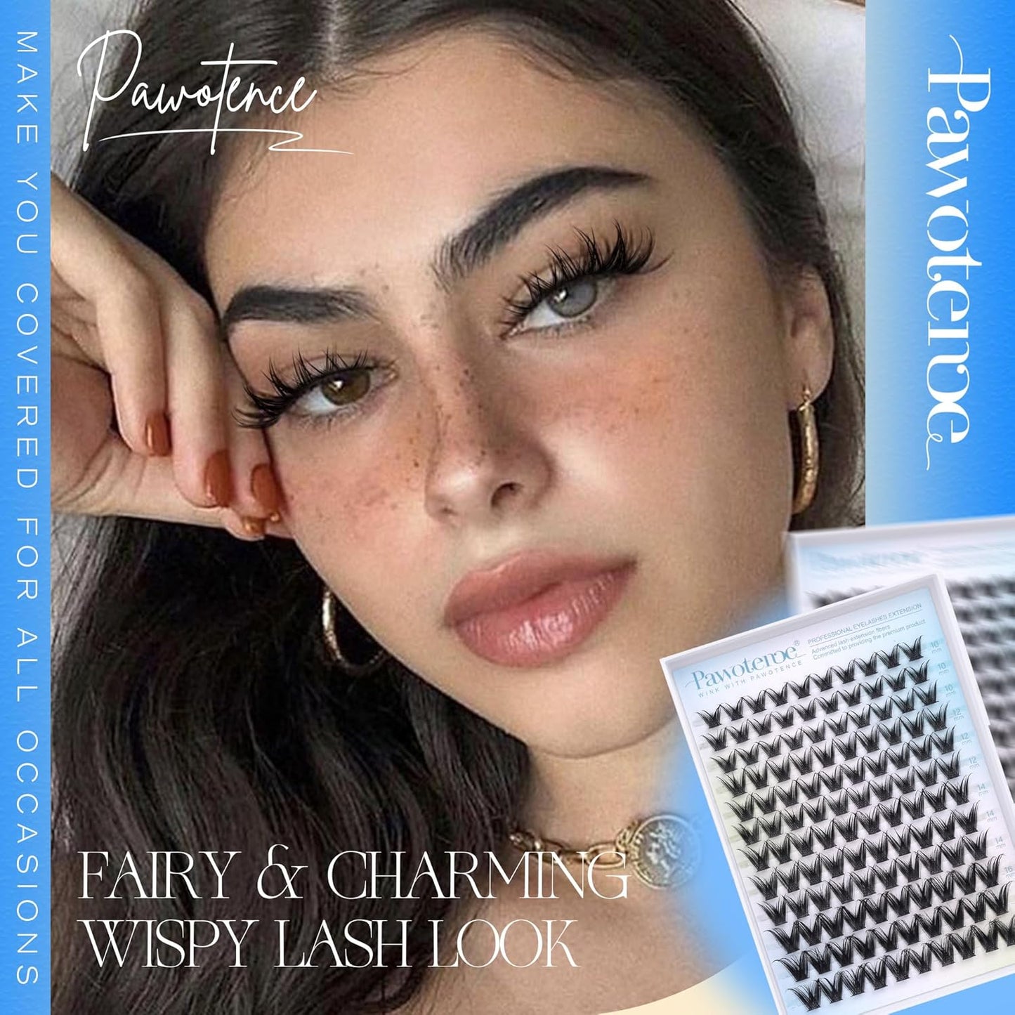 Pawotence Manga Lash Clusters Wispy Cluster Eyelash Extensions 10-16mm Individual Lashes Clusters Spiky Lash Extension DIY False Eyelashes Clusters