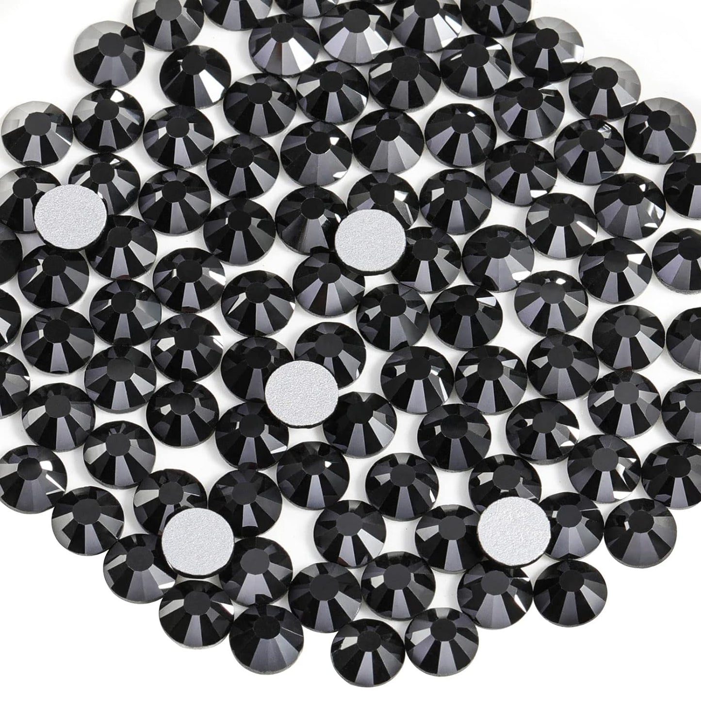 Beadsland 1440pcs Flat Back Crystal Rhinestones Round Gems for Nail Art and Craft Glue Fix, Jet Hematite,SS16,3.8-4.0mm
