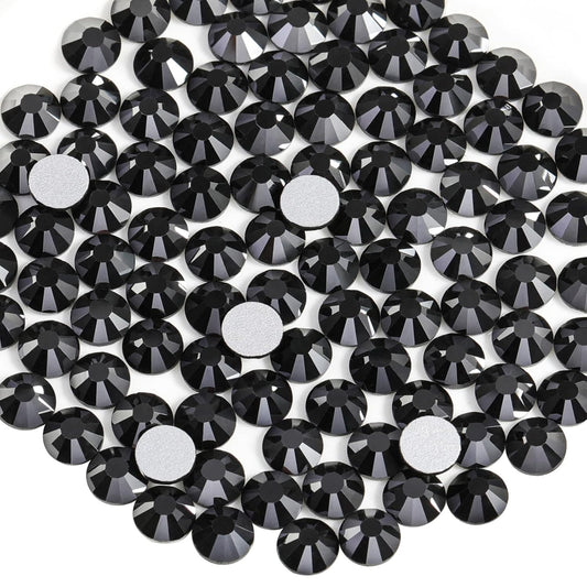 Beadsland 1440pcs Flat Back Crystal Rhinestones Round Gems for Nail Art and Craft Glue Fix, Jet Hematite,SS12,3.0-3.2mm