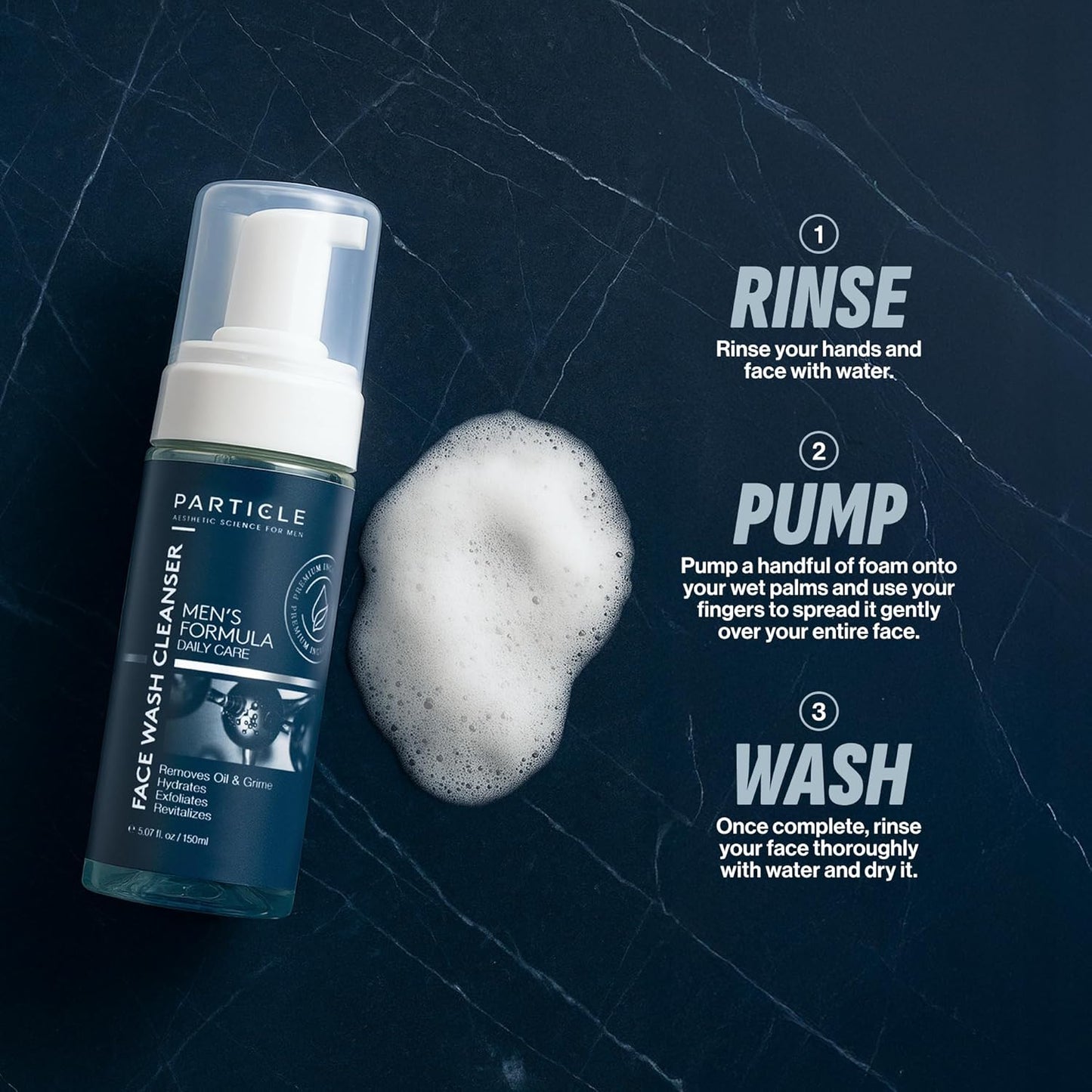 Particle Mens Face Wash - Anti Aging Face Cleanser for Men (5.07 Oz) - Daily Moisturizing Face Wash for Men - Revitalizes, Hydrates & Soothes, All Skin Types & All Ages