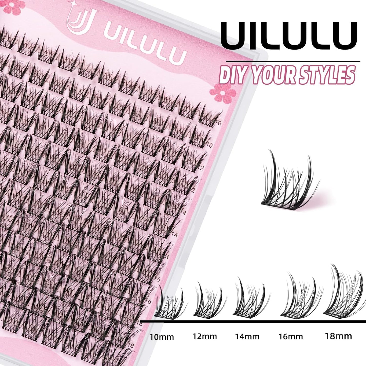 Lash Clusters D Curl Wispy Clusters Lashes 0.07D 10-18 MIX 132 Eyelashes Individual Lashes DIY Lash Extensions at Home False Lashes Wide Band Natural Eye Lash Clusters U09 Lash