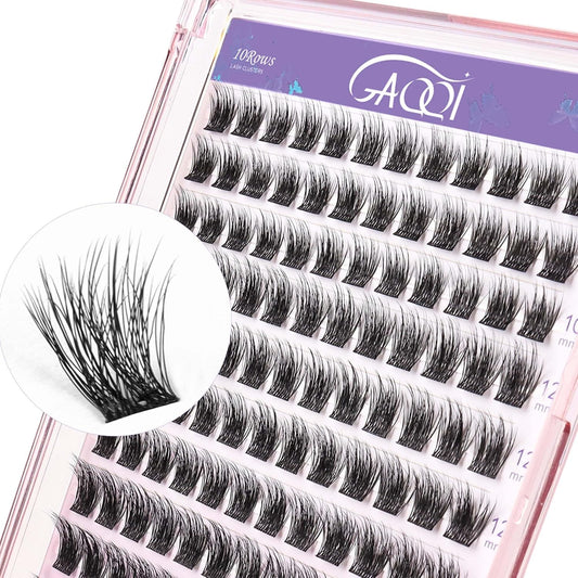 GAQQI Lash Clusters, Cluster Eyelash Extensions 120 Cluster Lashes, Volume Eyelash Clusters 10-14mm, Multilayered 3D Individual Lashes, Soft and Thin Band (3D-GQ01)