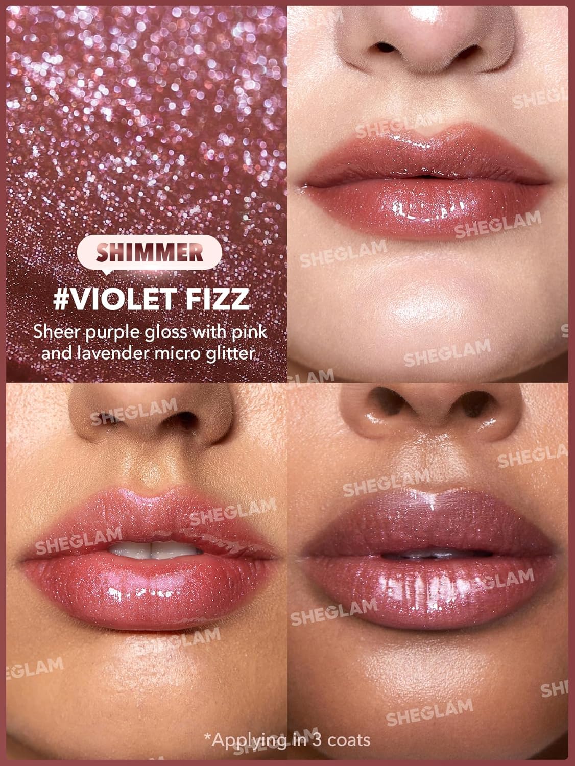 SHEGLAM Pout-Perfect Moisturizing Solid Lip Gloss Shimmer Lip Plumper - Violet Fizz
