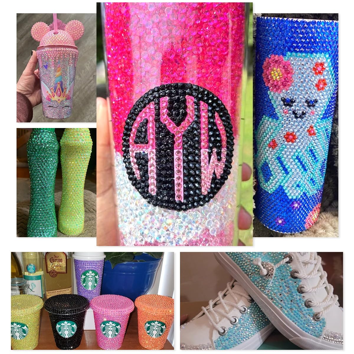 16000PCS Hot Pink AB Resin Rhinestones for Crafting 3mm 4mm 5mm Rose Pink Flatback Jelly Stones Bulk SS10 SS16 SS20 Diamonds Gems Charms for Nails Face Eyes Makeup Mugs Tumblers Bottles Crafts Shoes