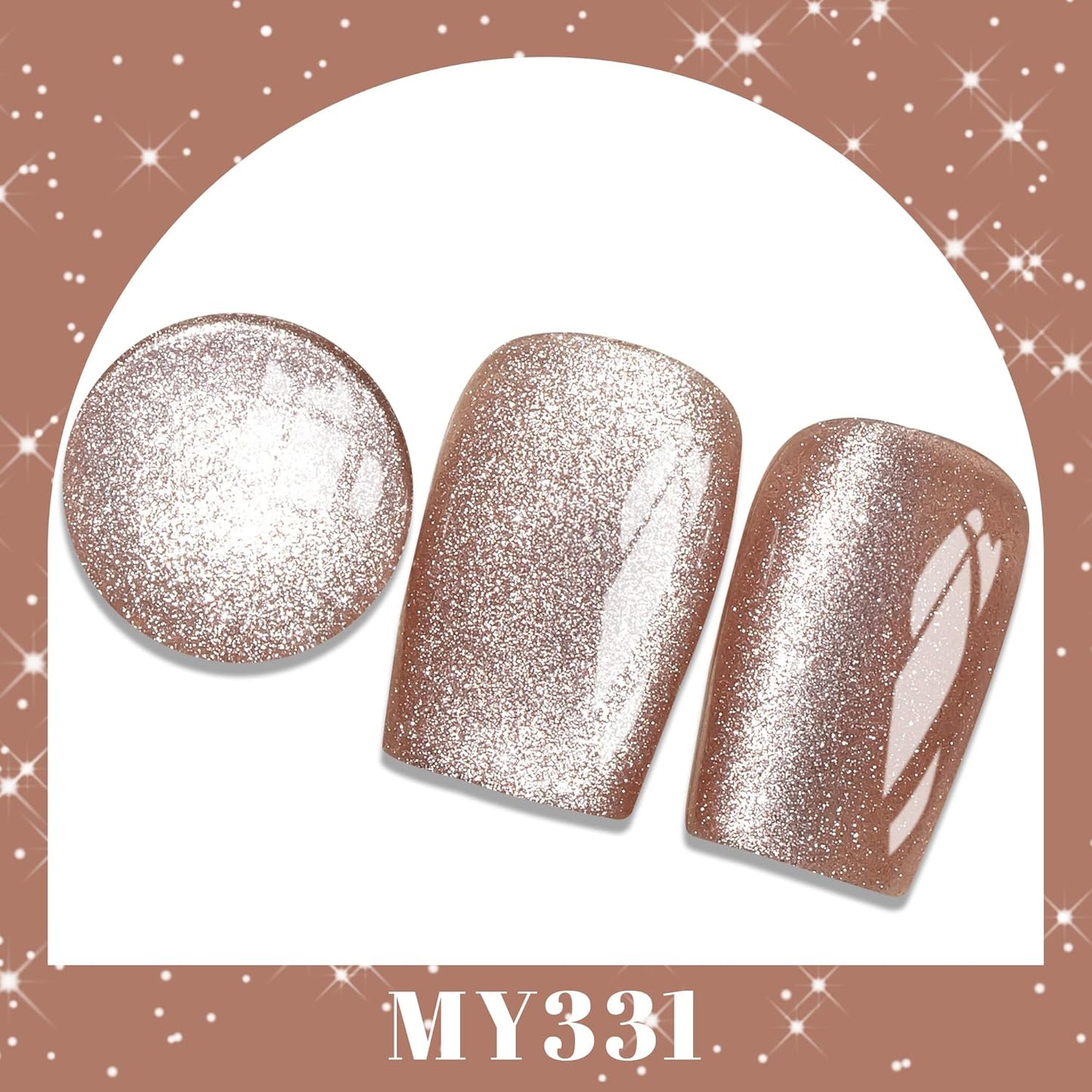 YTD Likomey Cat Eye Gel Nail Polish,15ml Champagne Gold Holographic Translucent Neutral Jelly Sheer Shiny Magnetic Glitter UV Varnish with Magnet Stick,MY331