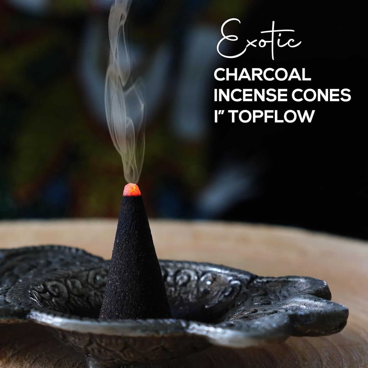 Patchouli Charcoal Incense Cones 1" TOPFLOW - 50 Pack - Natural Scented Cones Handmade Hand Dipped