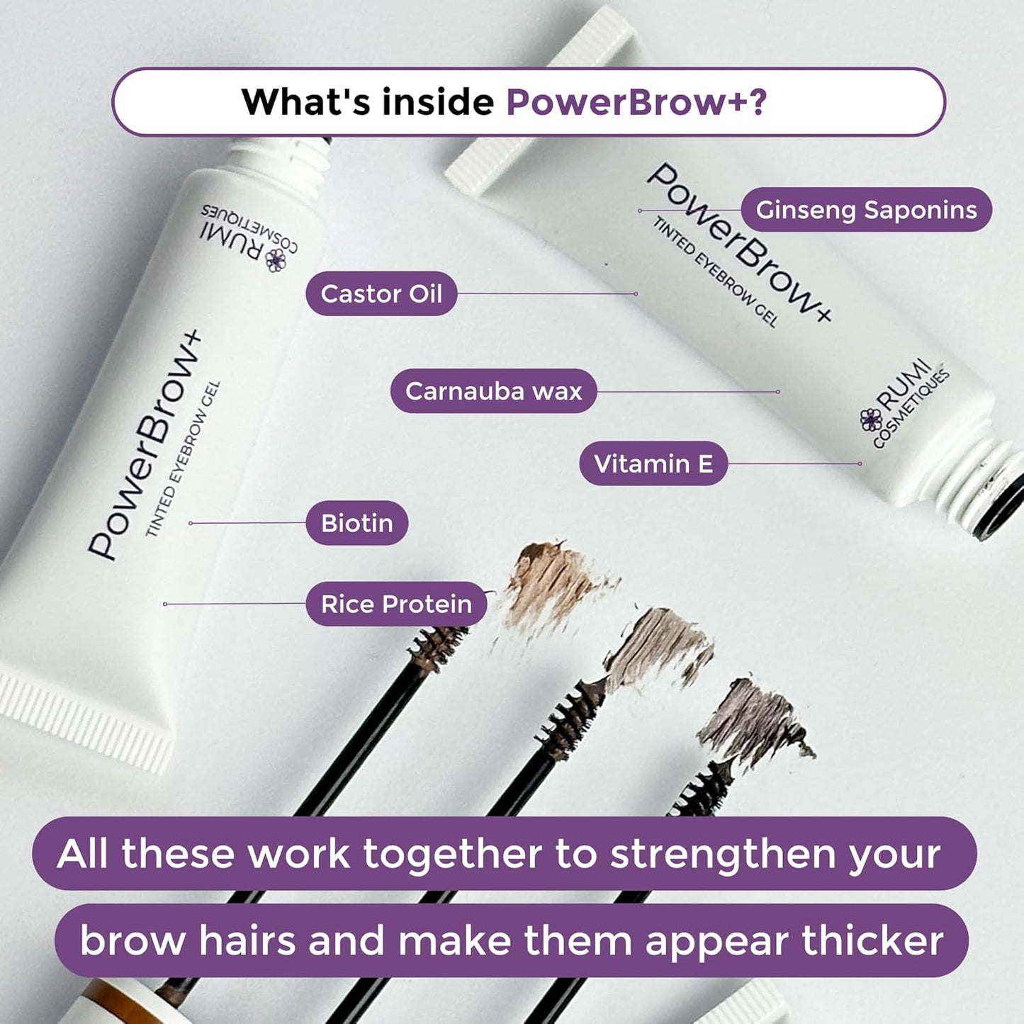 PowerBrow+ Tinted Eyebrow Gel For Older Women - Defines, Fills, Thickens Brows - 2-in-1 Formula - Natural Color, Quick Fixing, Long-Lasting - Hypoallergenic Dark Brown (Espresso)