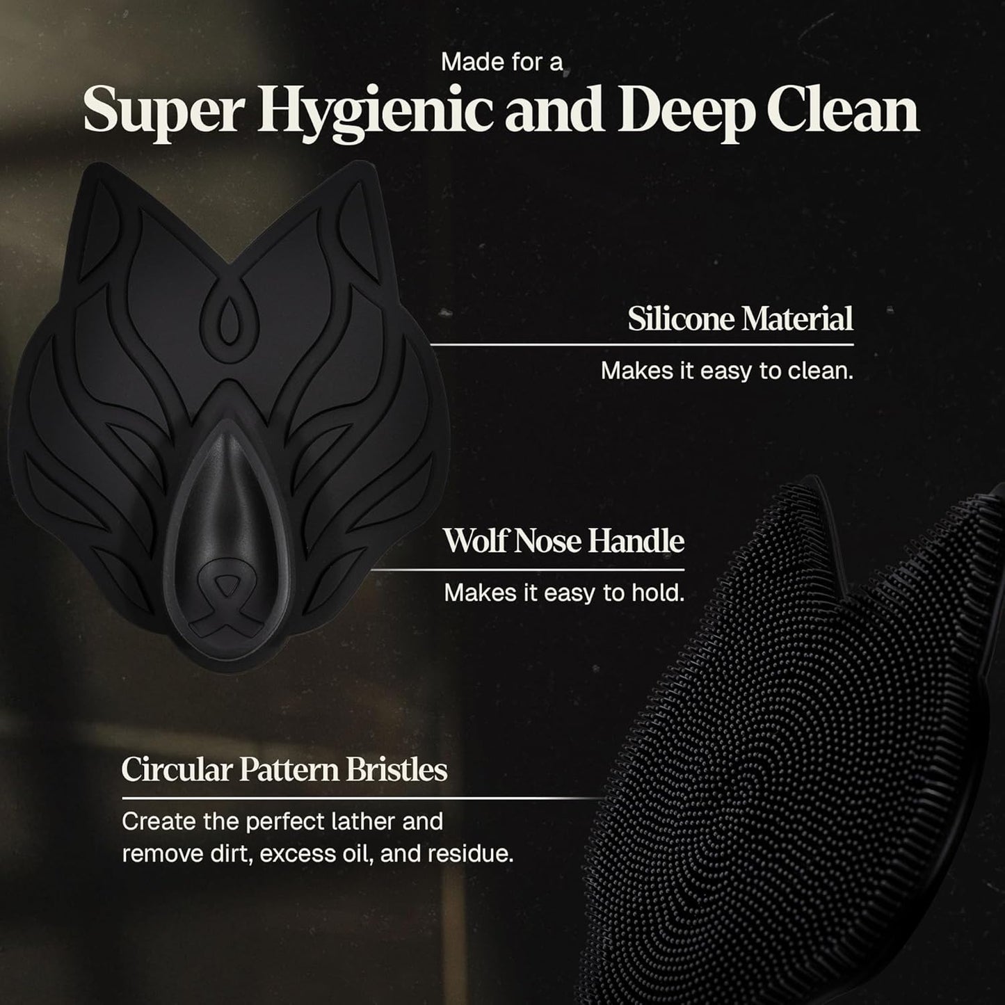 Black Wolf Charcoal Face Wash & Silicone Scrubber Set for Men - Daily Grooming & Hygiene Essentials for Mens Skin Care