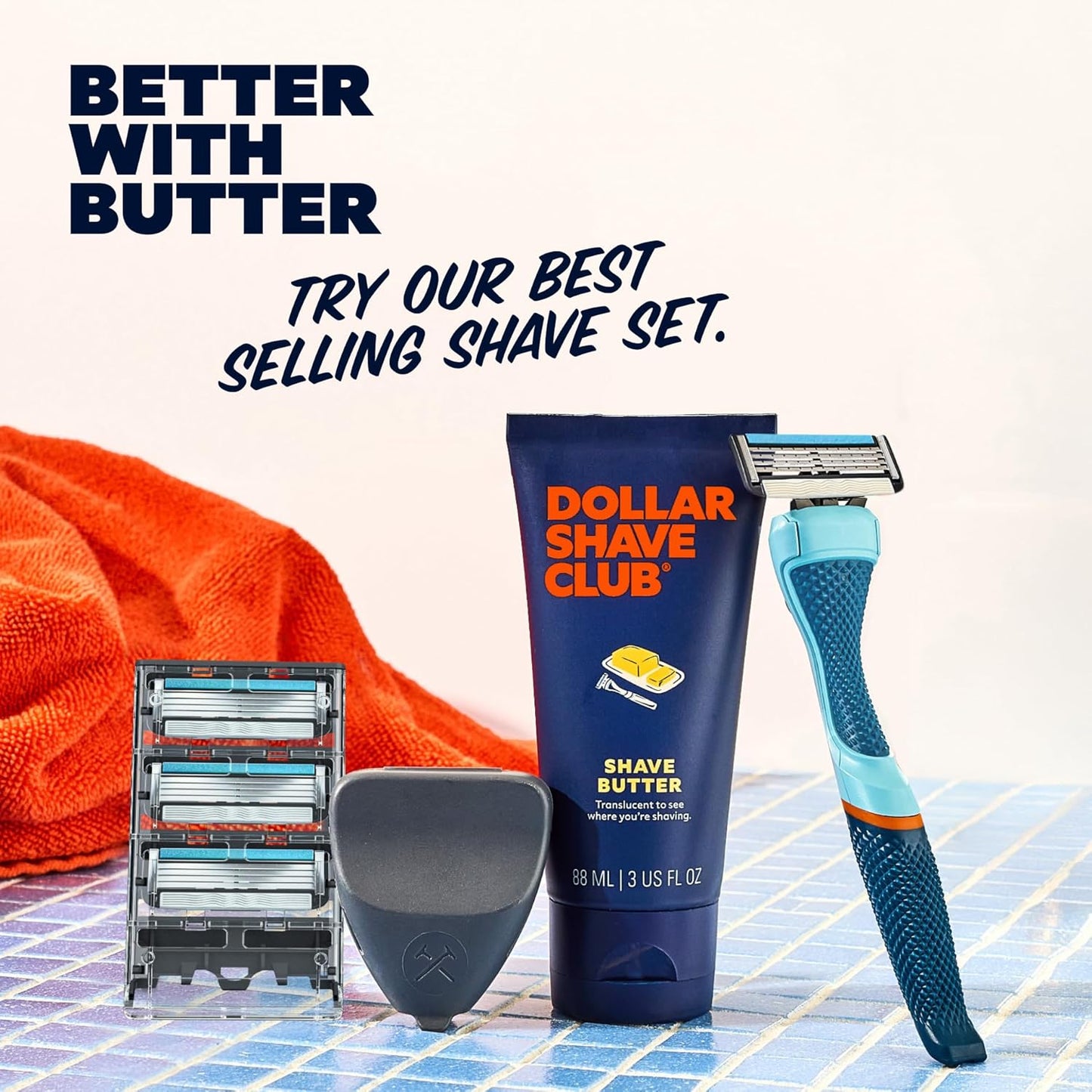 Dollar Shave Club | Shave Butter 2-Pack | For Sensitive Skin, A Translucent Shaving Cream & Gel Alternative, Designed For A Gentle Glide, Helps To Fight Razor Bumps and Ingrown Hairs, Blue