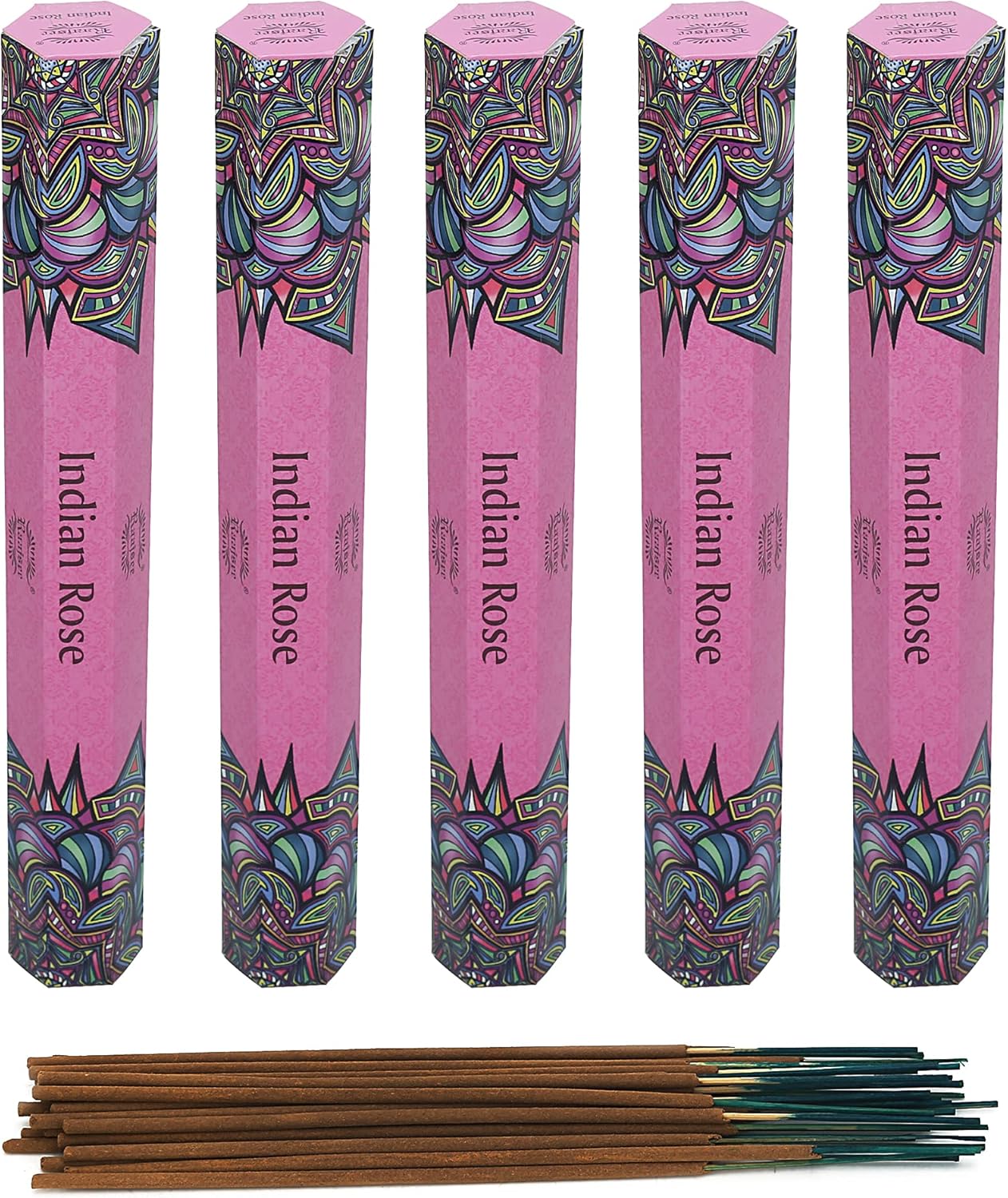 Raajsee Rose Incense Sticks 15 Sticks x 5 Pack -100% Pure Organic Natural Insense-Sticks - Hand Rolled Free from Chemicals - incent Perfect for Church Aromatherapy, Stress Relief, Meditation