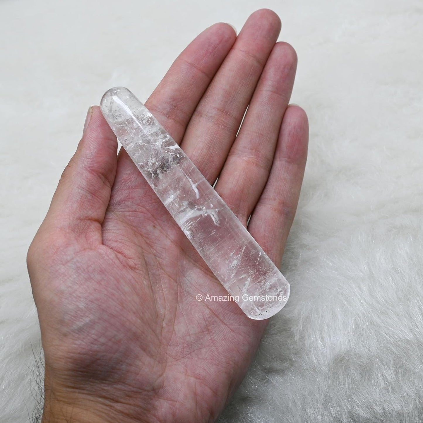 Amazing Gemstone Clear Quartz Crystal Wand Massage Stick - Pelvic Wand Gua Sha for Adults - Crystals and Healing Stones Massage Wands for Adults Gifts (Smooth)