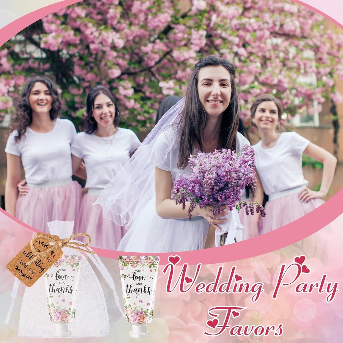 48 Sets Baby Shower Hand Cream Party Favors for Guests Gift Bulk Travel Size Hand Lotion Set for Baby Shower Wedding Christmas(Rose)