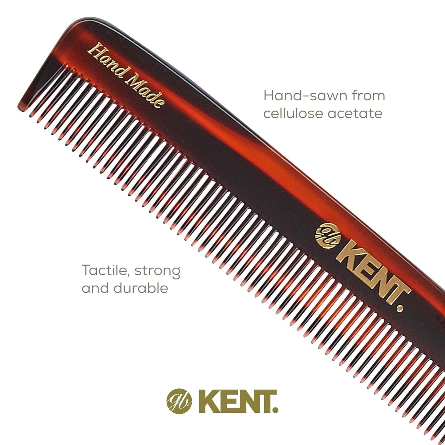 Kent F3T Black Graphite Fine Tooth Comb - Hair Parting and Straightening Comb for Men's & Women's Dandruff Remover, Saw Cut and Hand Polished Made in England
